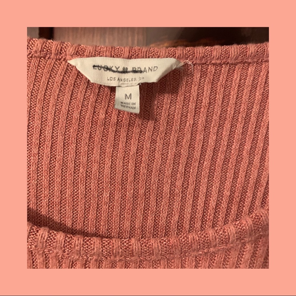 Lucky Brand Ruffle Sleeve Rib Knit Sweater - Picture 6 of 6